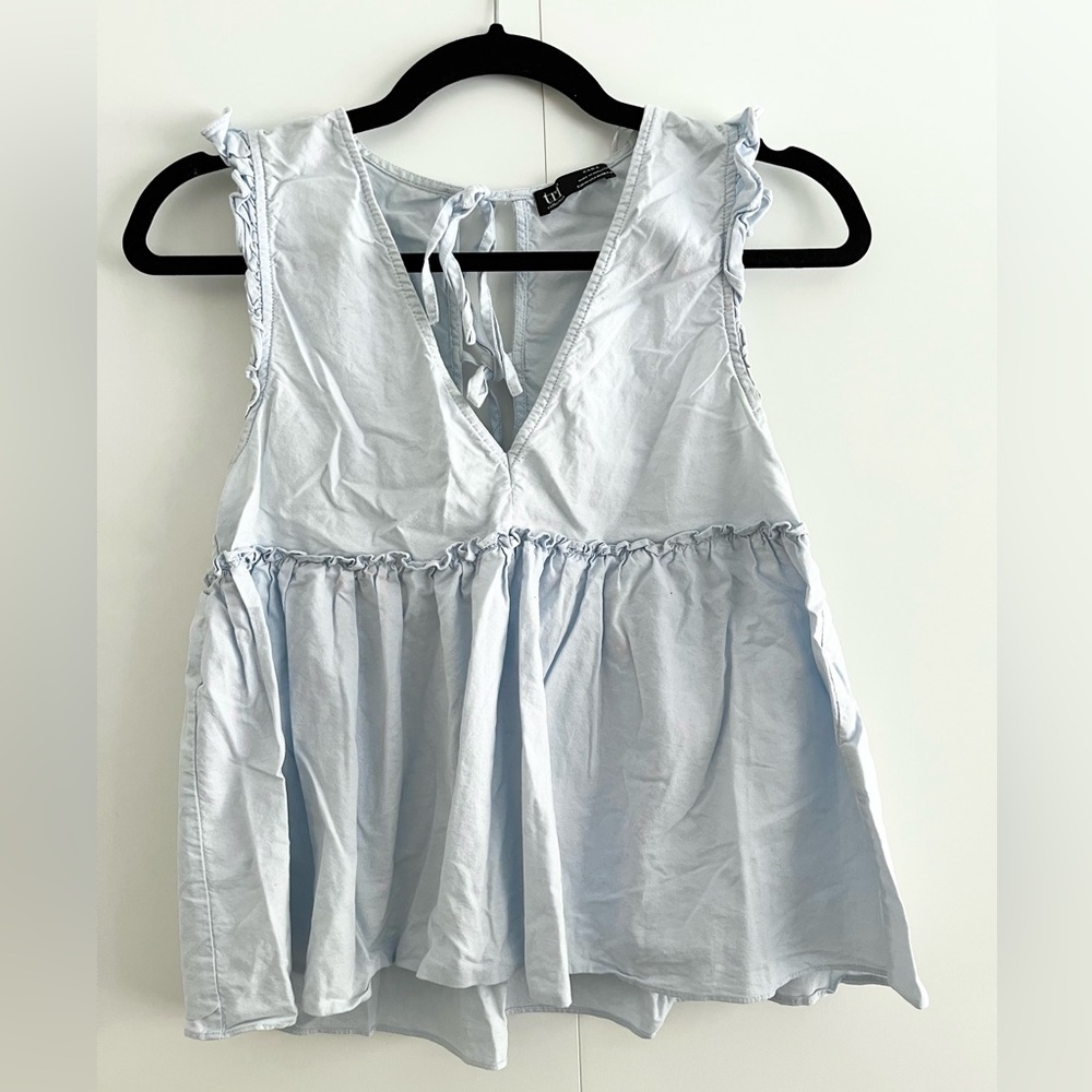 Zara V-Neck Sleeveless Ruffle Top